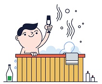 Hot tub and Whirpool bath repairs cartoon